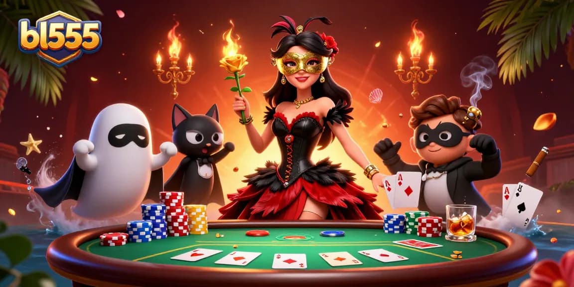 Experience the excitement of bl555 with immersive poker gameplay illustrated in vibrant 3D.
