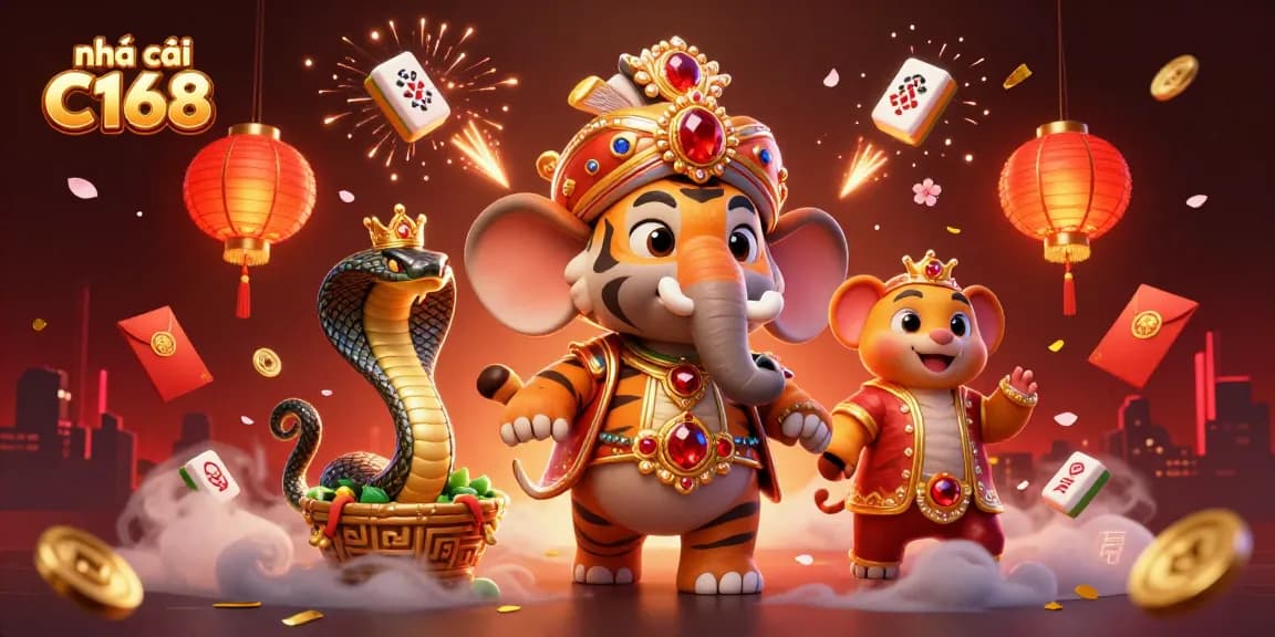 Experience thrill at nhà cái C168 with a vibrant casino scene featuring a maharaja and energetic game elements.