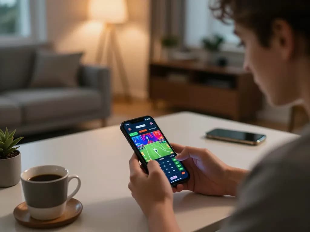 Bet on 68win with enthusiasm as a user navigates live sports odds via a smartphone app.