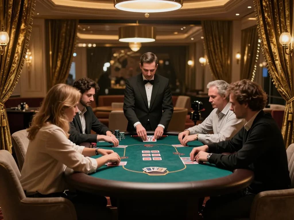 Experience VIPWIN in a luxurious poker setting with players engaged in high-stakes gameplay