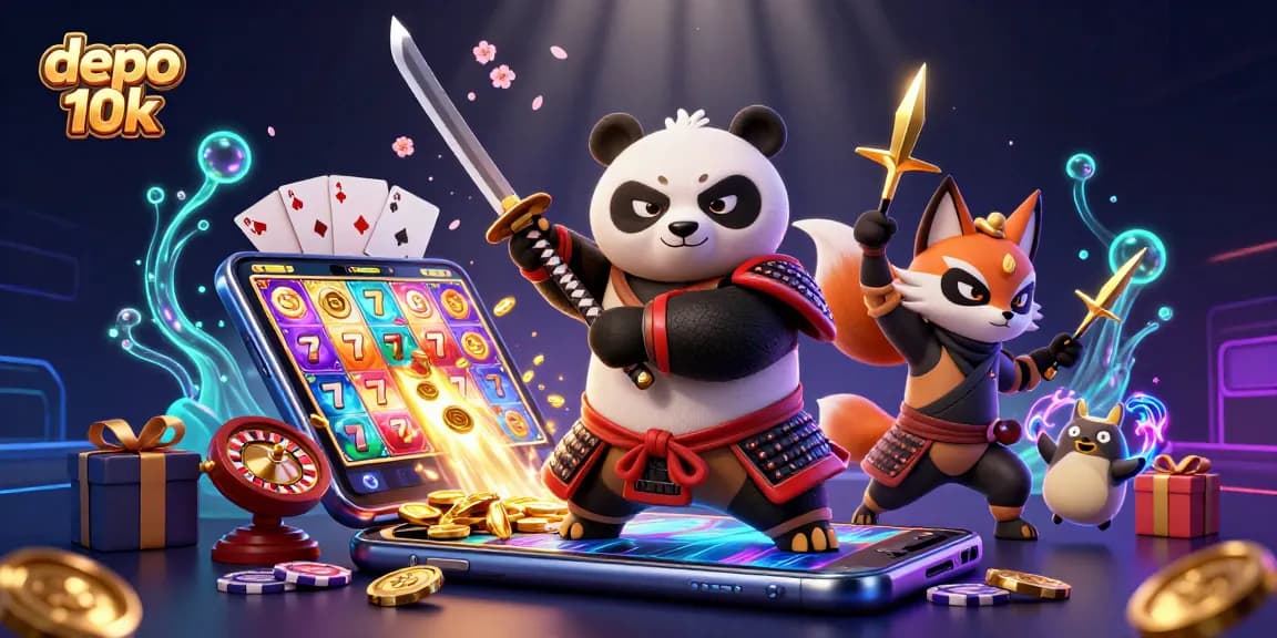 Experience the excitement of depo 10k slots with dynamic characters and vibrant casino elements.