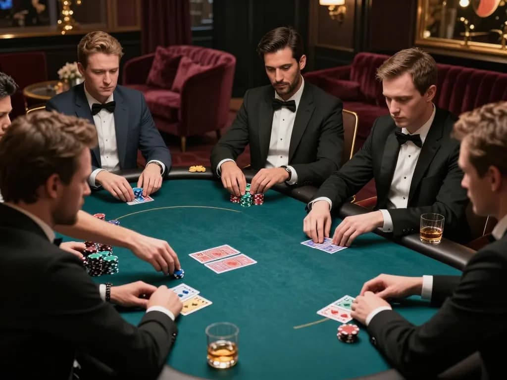 Engaged players at a VIP poker table, n188 strategies unfolding under ambient lights.