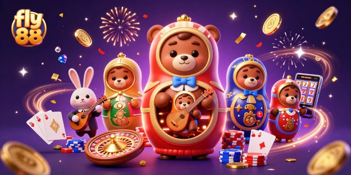 Fly 88 captures the excitement of a dynamic casino scene with enchanting characters.