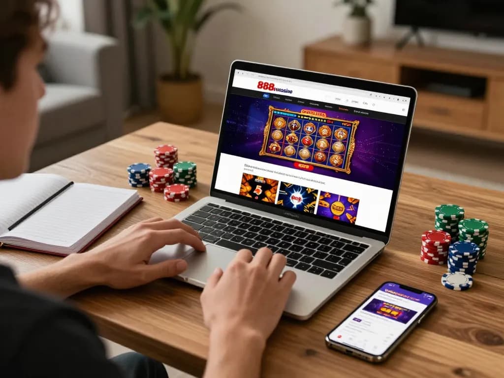 Engage with exciting games at 888newcasino during a cozy home gaming session.