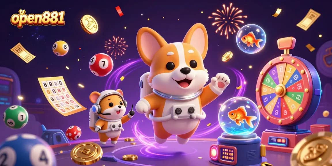 open881: Win big at the online casino with a delightful 3D illustration featuring playful characters.