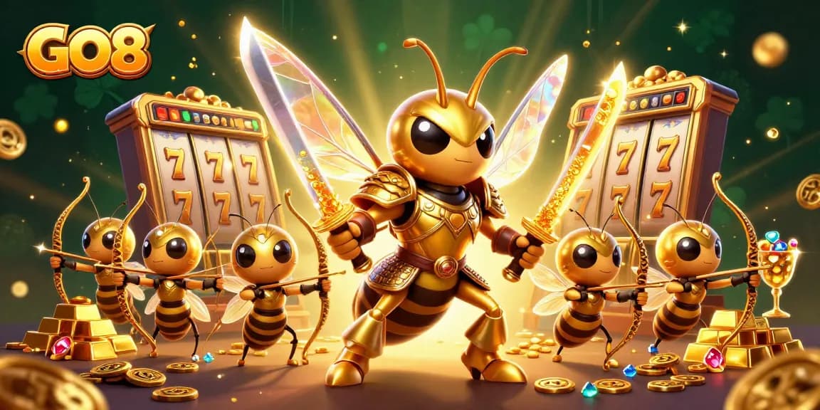 Experience winning moments at GO8 with golden treasures and 3D samurai hornet characters.