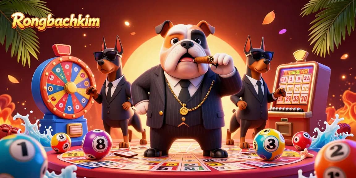 Engage with Rongbachkim's vibrant lottery theme featuring animated characters and colorful game elements.