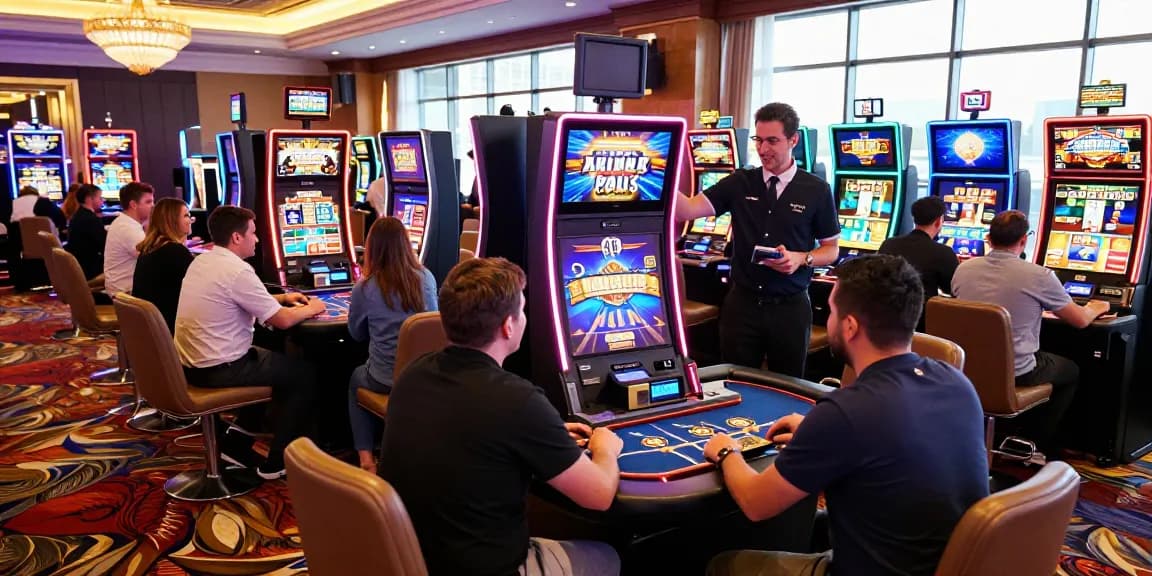 Discover exciting gaming experiences at https://dentalgroups.co.uk, featuring vibrant casino atmosphere with engaged players and colorful slot machines.