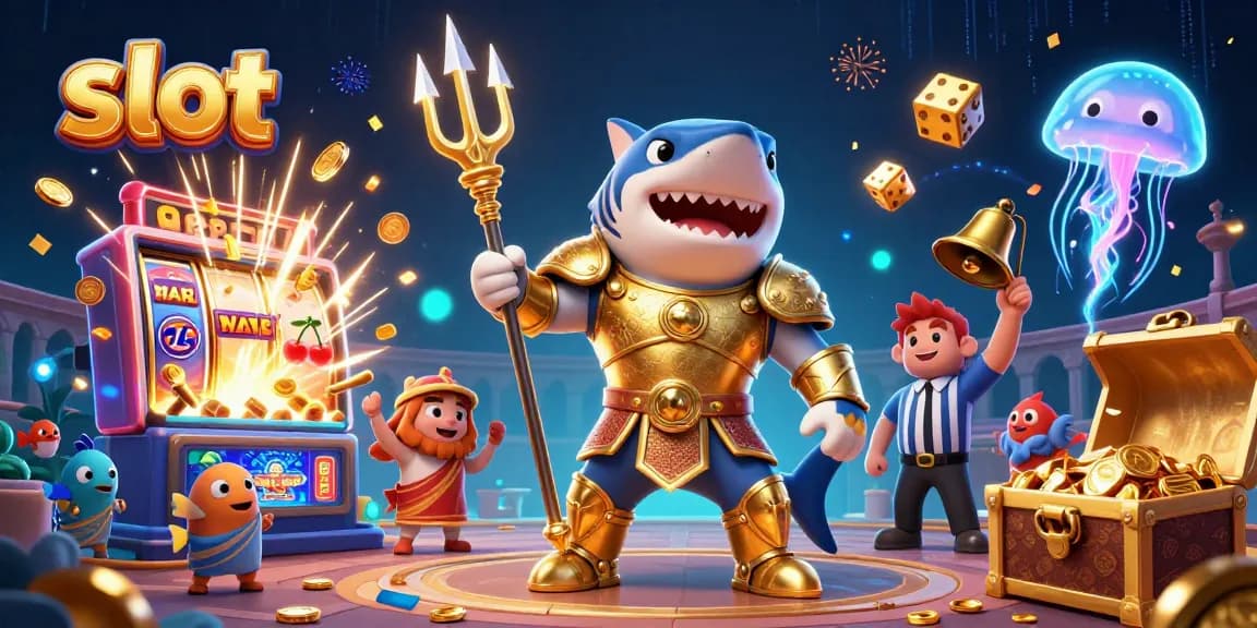Spin the slots with a vibrant underwater scene featuring colorful slot symbols and engaging characters.