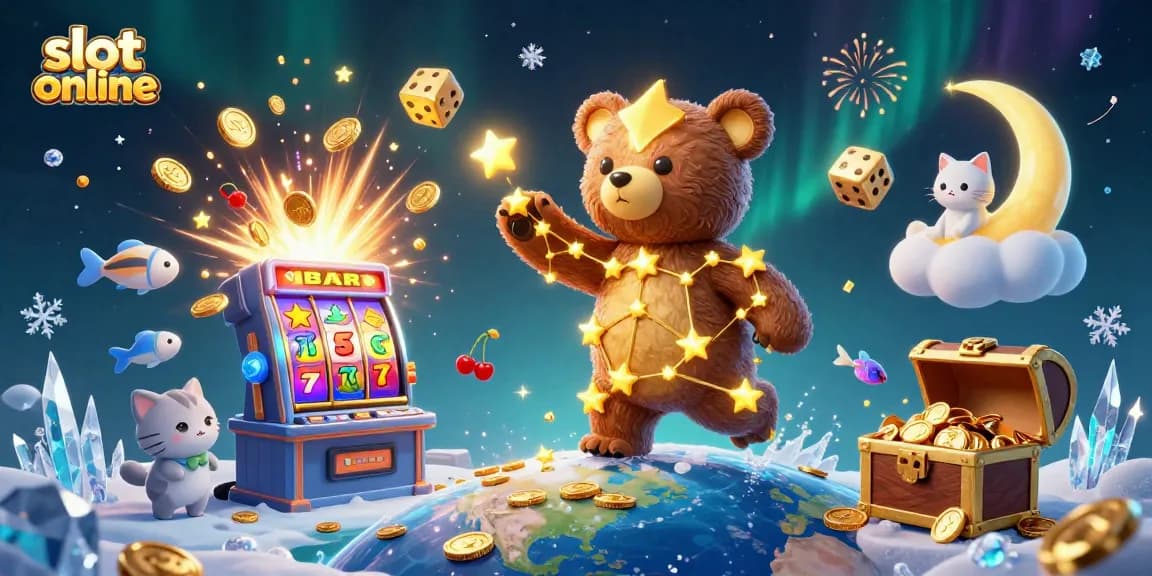 Bermain slot online dengan pengalaman seru, jackpot, dan karakter lucu di malam berbintang.