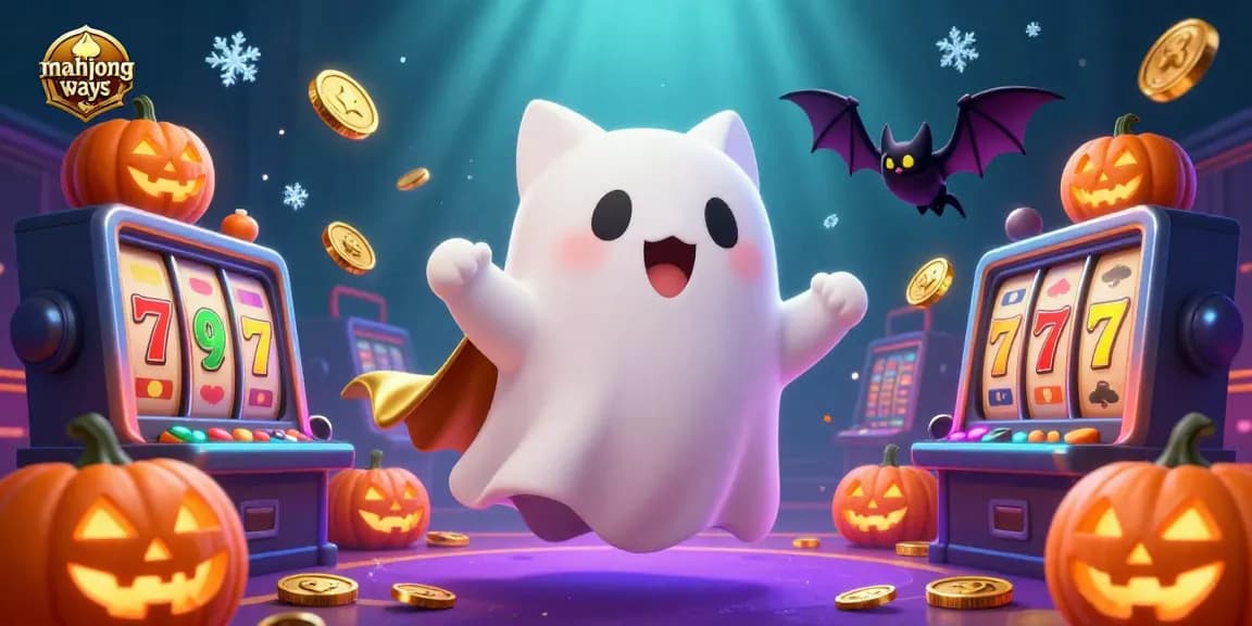 Engage with Mahjong Ways at a lively casino featuring a friendly ghost cat, vampire bat, and vibrant games.