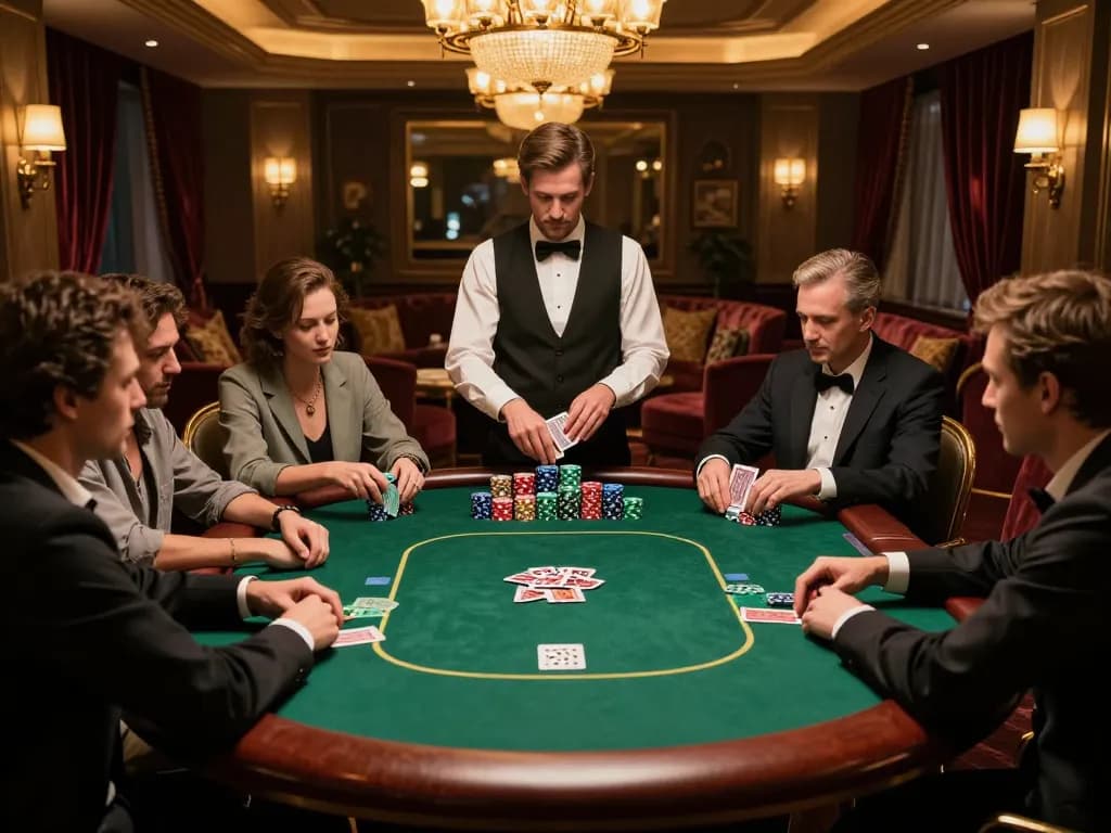 KONG88 poker players engaging in high-stakes game with strategic bets and intense focus.