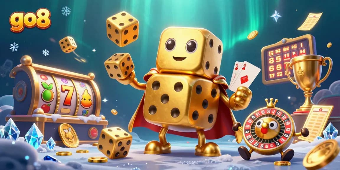 Experience thrilling wins at go8 with dazzling slot games featuring golden dice and trophies.
