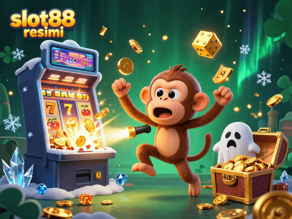 Engage with slot88 resmi and revel in thrilling slot action amid casino bursts and playful characters.