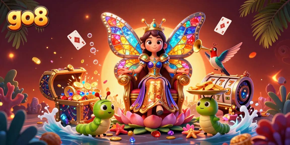 Experience thrilling wins at go8 with this vibrant and interactive casino-themed illustration.