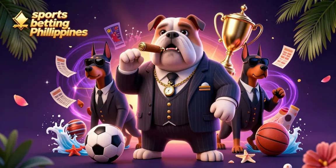 Experience sports betting Philippines with a dynamic scene featuring energetic mascots and vibrant elements.