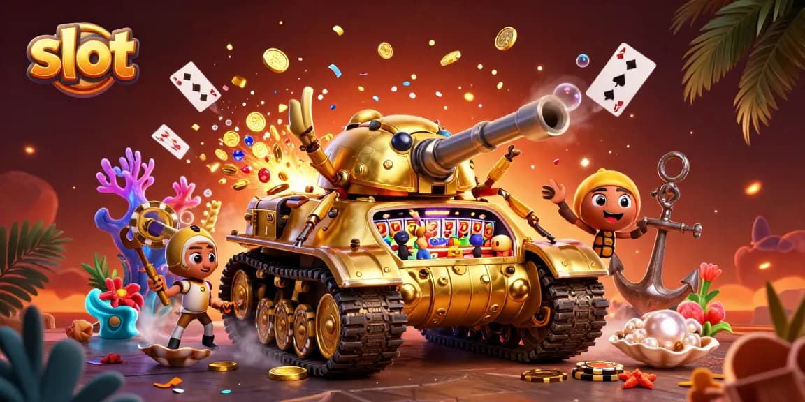 Mengguncang slot jackpot dengan mesin slot berputar dan peti harta karun berkilau