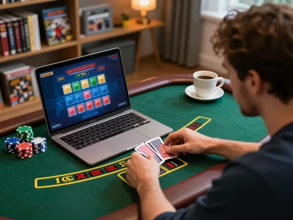 Player engaging in live dealer blackjack at home on 88i, showcasing strategic gameplay and gaming excitement.