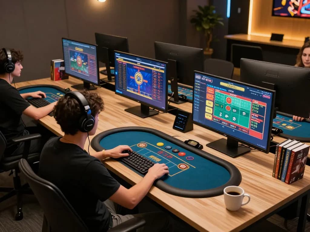Rikvip player actively engaging in a live dealer poker game at an elegant online setup