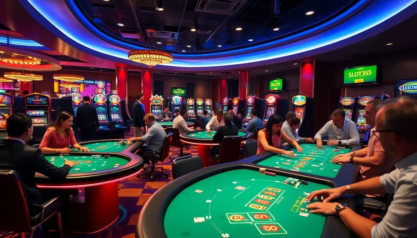 Menangkan di SLOT365 dengan suasana meriah di kasino yang penuh warna.