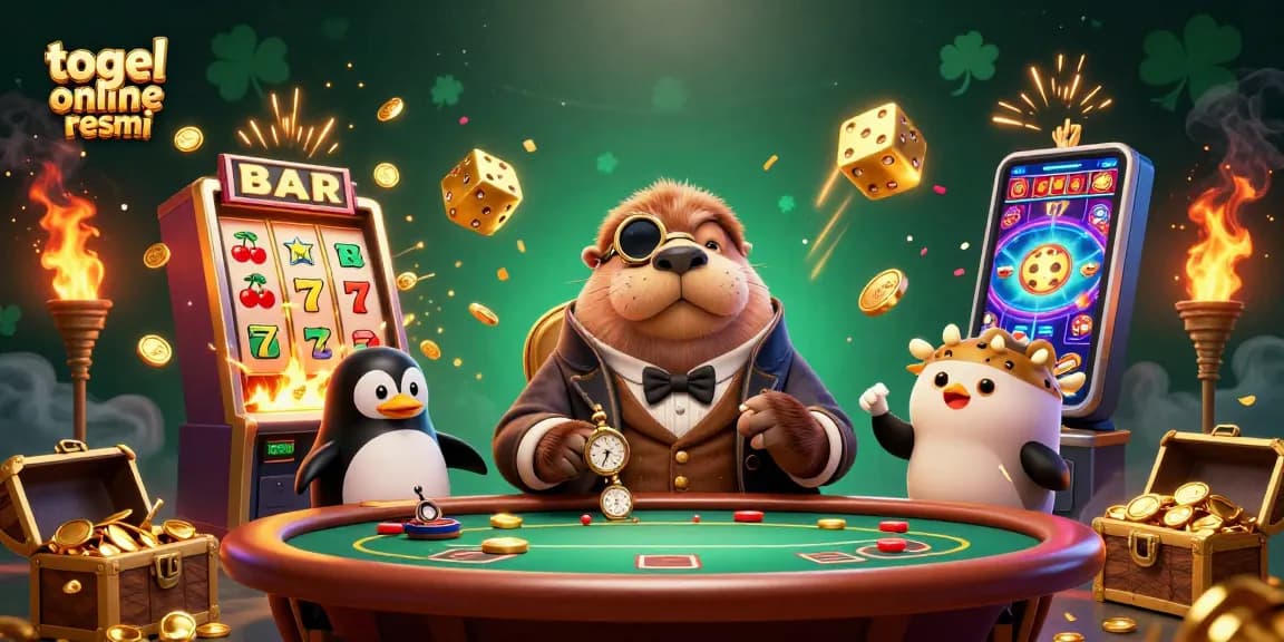 Menyediakan togel online resmi sambil menikmati suasana permainan di meja poker dengan karakter ceria.