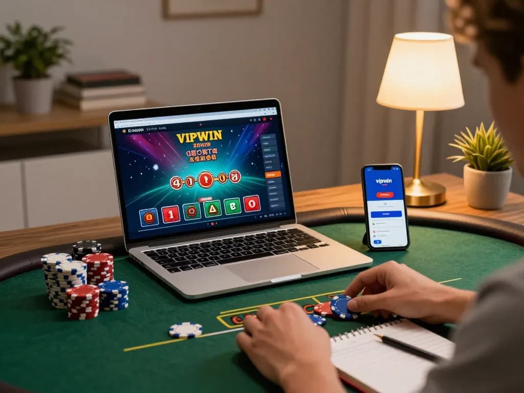 Experience thrilling gameplay with the vipwin app in a cozy home gaming setup.