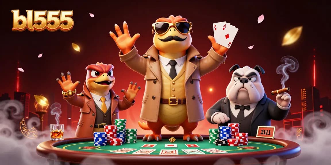 bl555 raptors in trench coat attempting entry to a VIP casino lounge, evoking humor and charm.