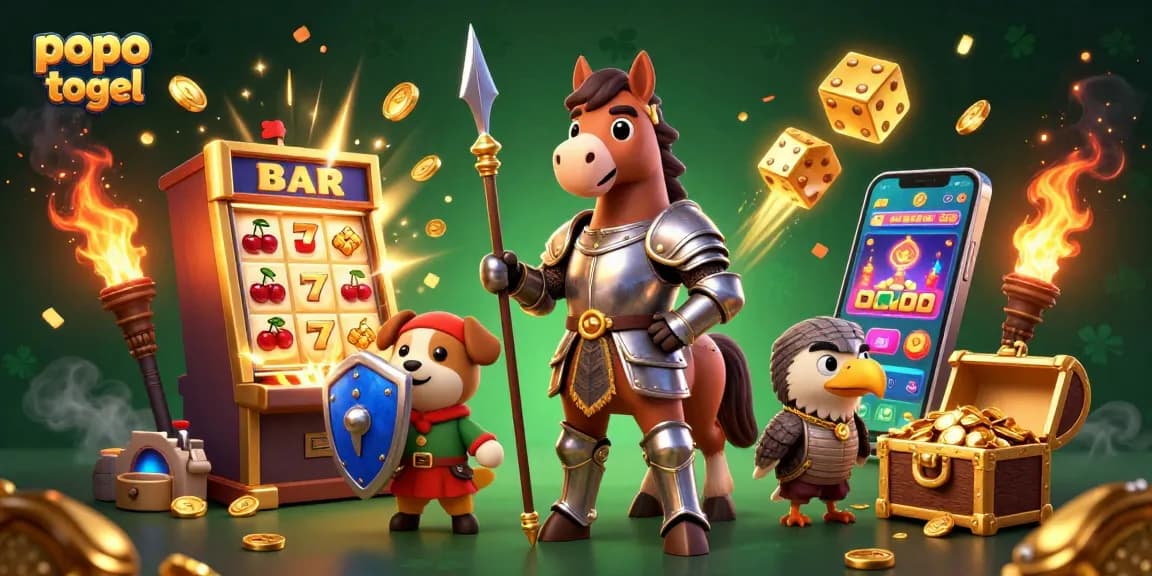 Experience popo togel with dynamic gaming elements and medieval characters in a vibrant casino scene.