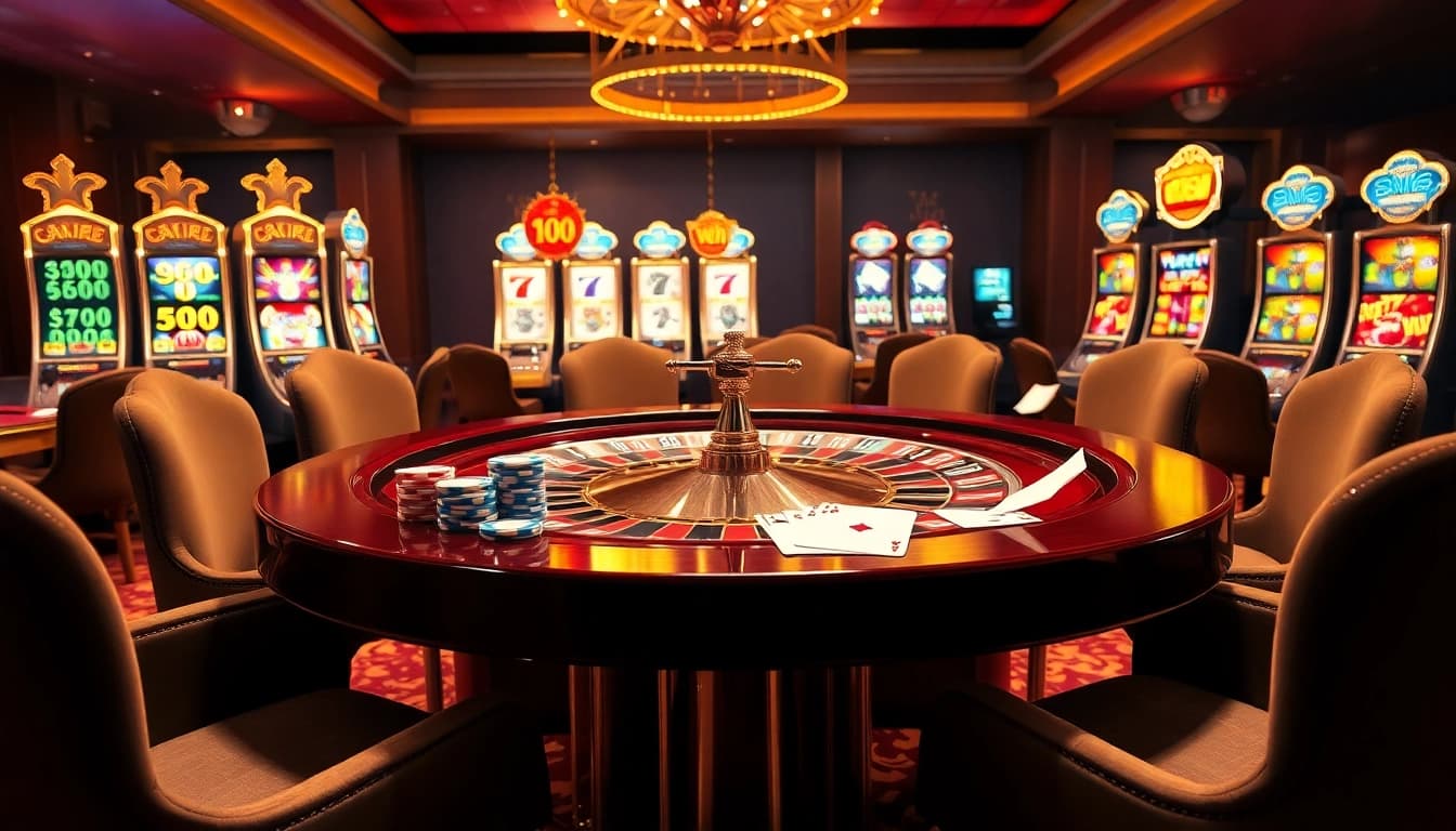 Gaming excitement at https://33win5.it.com/ with vibrant roulette, poker chips, and cards.