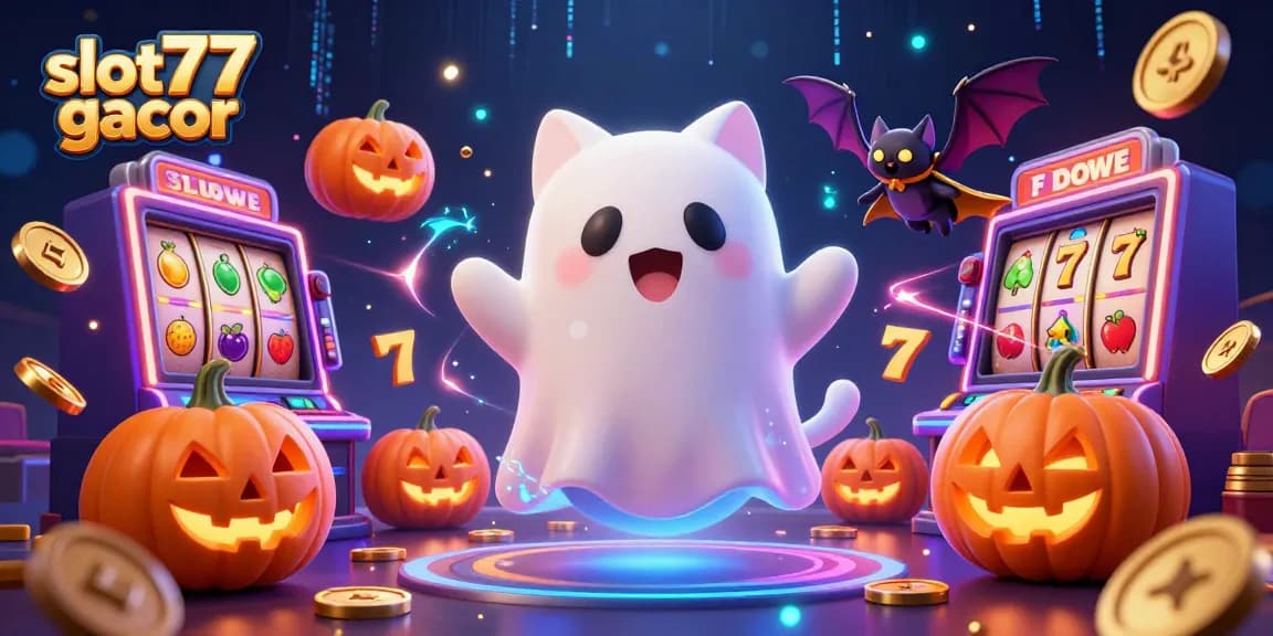 Experience thrilling wins at slot77 gacor with a friendly ghost cat and golden coins.