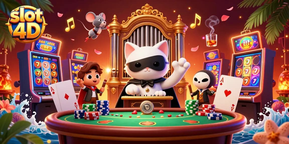 Spin the exciting slot 4D reels with stunning visuals in a vivid casino scene.
