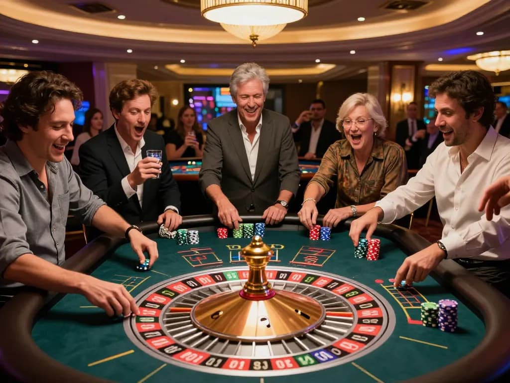 Players experiencing the excitement of roulette at SC88 casino, with colorful chips and an engaging atmosphere
