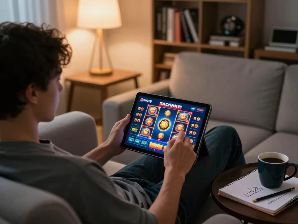 Bermain secara online di aplikasi kasino aman788 di rumah dengan catatan strategis di dekatnya.