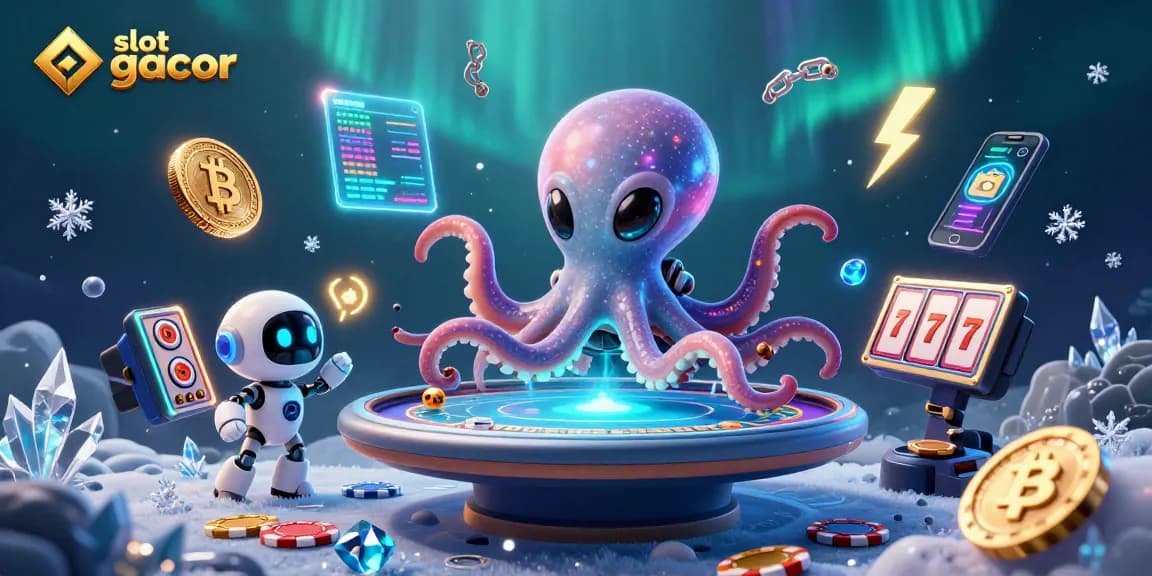 Mainkan slot gacor dengan alien dan robot di meja poker holografik yang berkilauan.