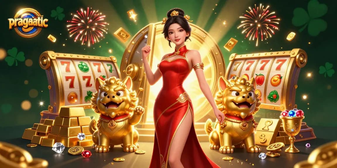 Engage with pragmatic slot action featuring a glamorous Asian woman in a rich casino scene.