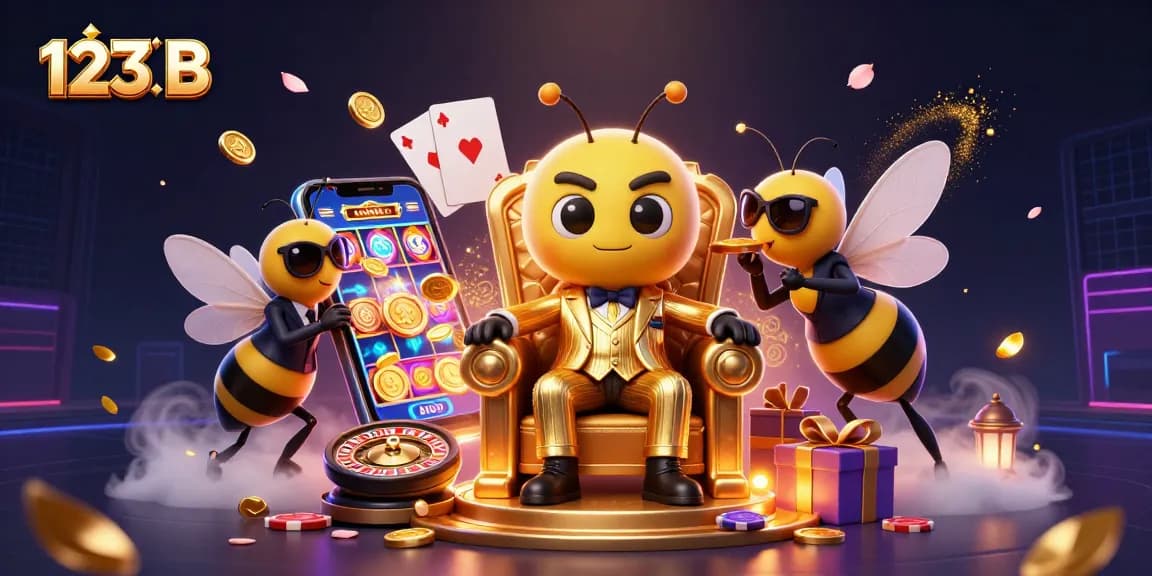 Spin the reels with 123 B and discover tantalizing casino treasures in this vibrant scene.