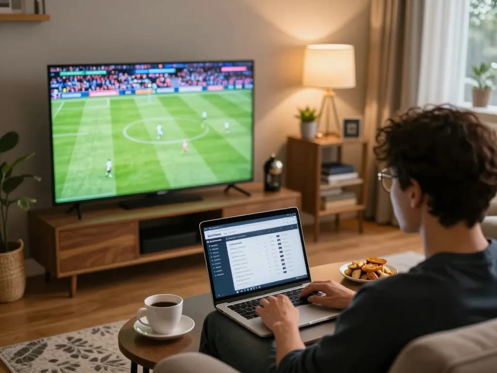 Engaging in online sports betting on Socolive with a live soccer match in view.