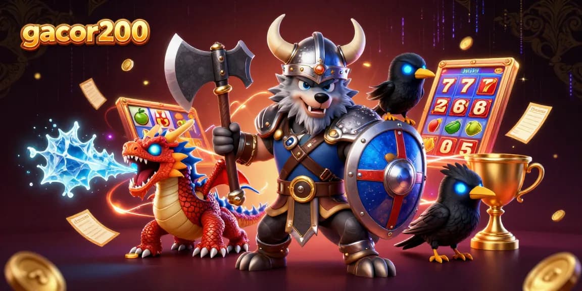 Experience the excitement of gacor200 slots with this engaging 3D illustration of a Viking warrior.