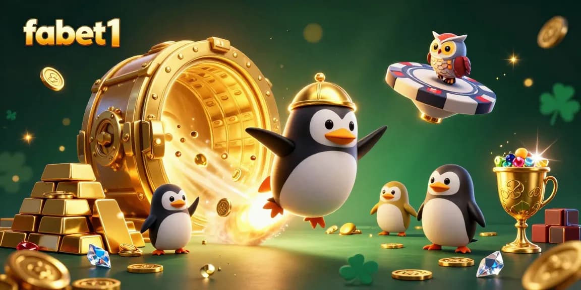 Experience fabet1's excitement with a golden penguin and riches in a thrilling casino adventure.