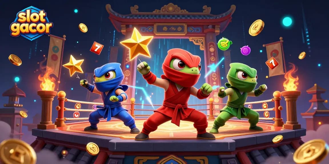 Experience excitement and dynamic action with slot gacor featuring characters surrounded by vibrant casino elements.