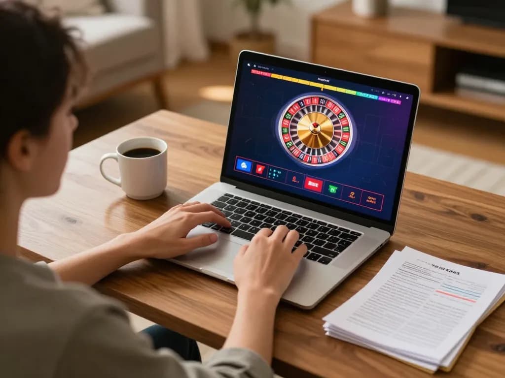 Player enjoying F168 live roulette game on laptop in a cozy home setup