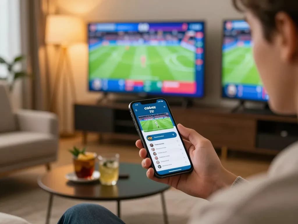 Cakhia TV app showcasing live sports betting action on a smartphone as a user engages with exciting matches