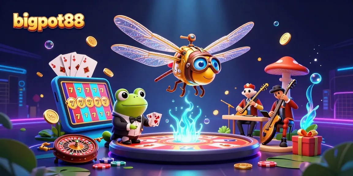 Experience bigpot88's captivating casino world with animated characters and vibrant gaming elements.