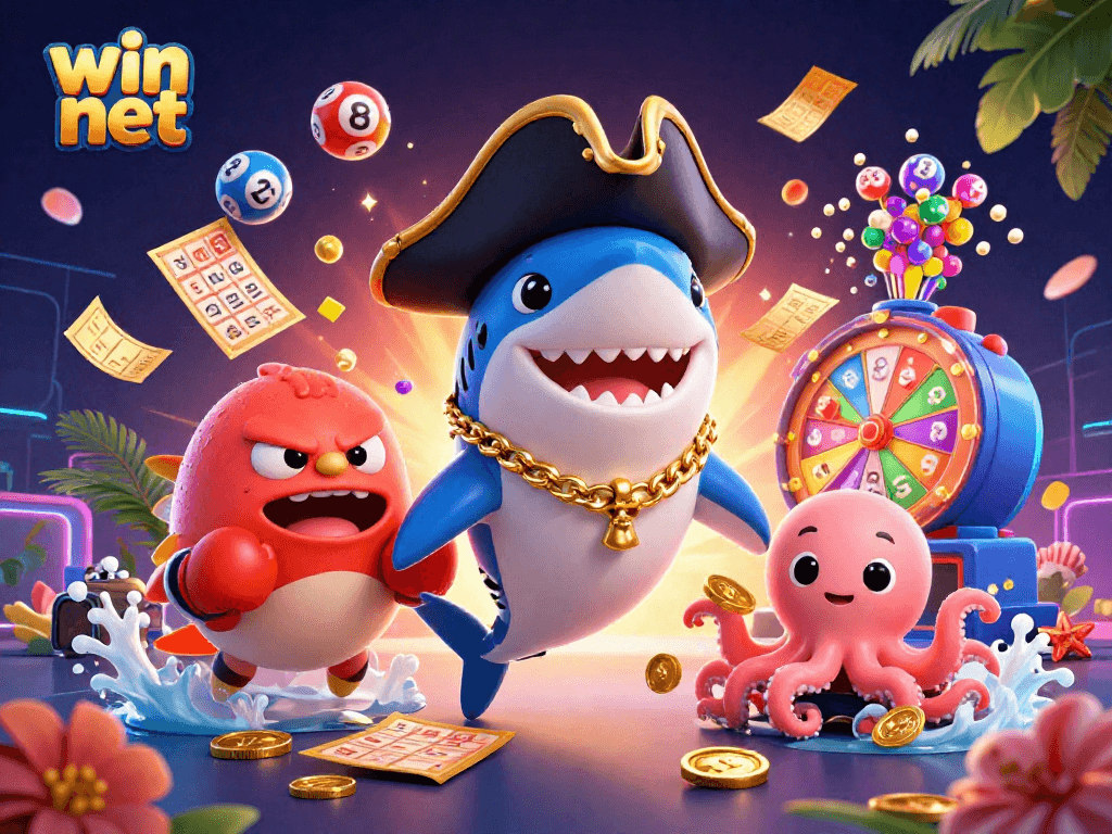 Join the excitement of win net with dynamic casino elements featuring vibrant characters and gold coins!