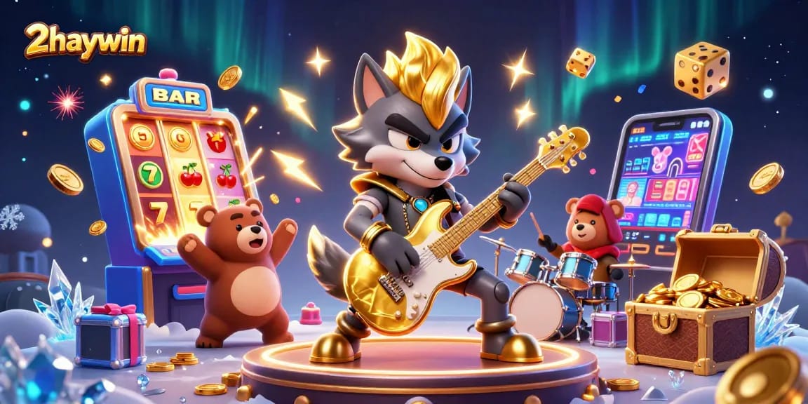Experience thrilling wins at 2haywin with vibrant slot machines and dancing characters.
