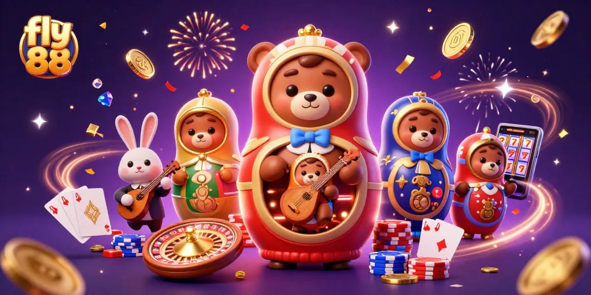 Fly 88 captures the excitement of a dynamic casino scene with enchanting characters.