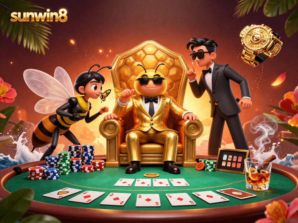 Engage with vibrant action at sunwin8, where the bumblebee mob boss commands a poker table bursting with excitement.