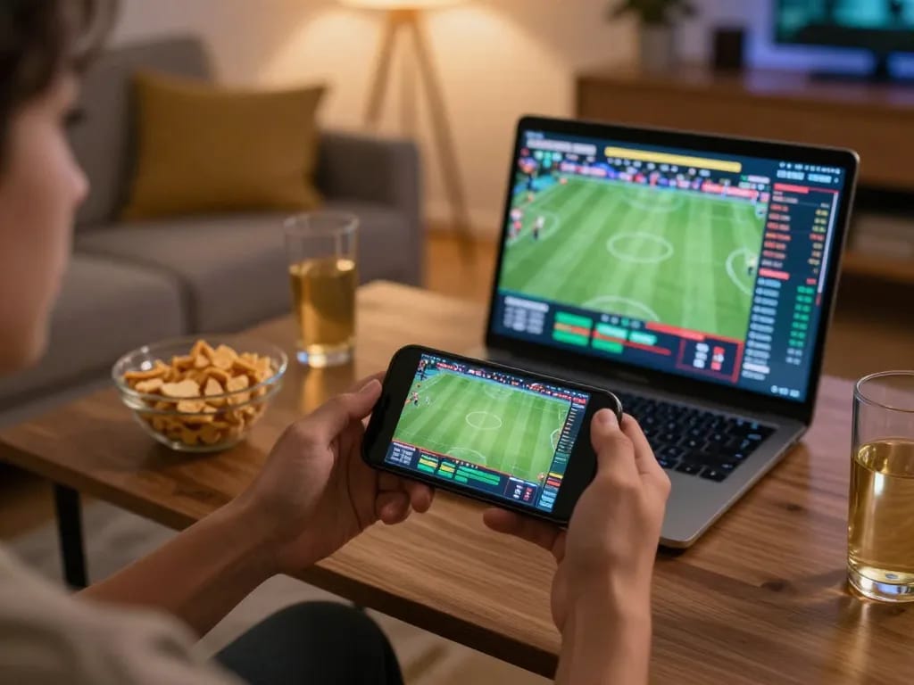 Pengguna Bintangmpo terlibat dalam taruhan olahraga langsung di perangkat mobile, menangkap aksi mendebarkan secara real-time.