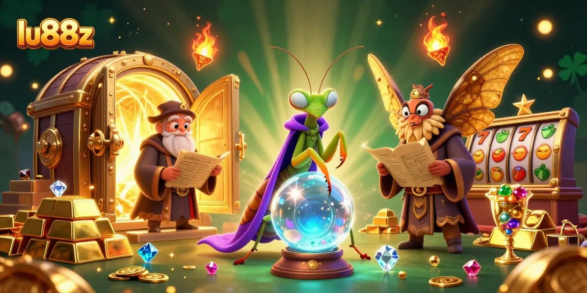 Experience thrilling moments with lu88z at the vibrant casino featuring fortune teller and moth librarian.