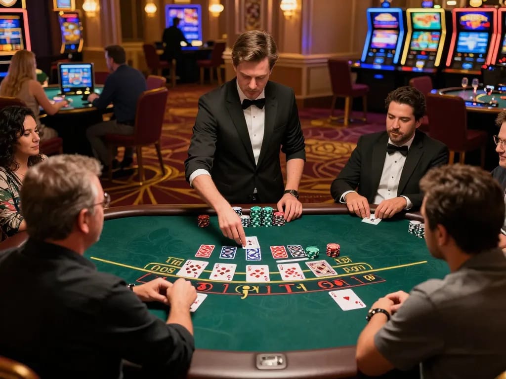 Engaging scene of live dealer blackjack with indopride88 link alternatif enhancing the thrill of online gambling.